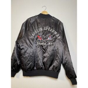 Vintage Race Jacket Snap Front Oberlin Speedway Kansas‎ Large